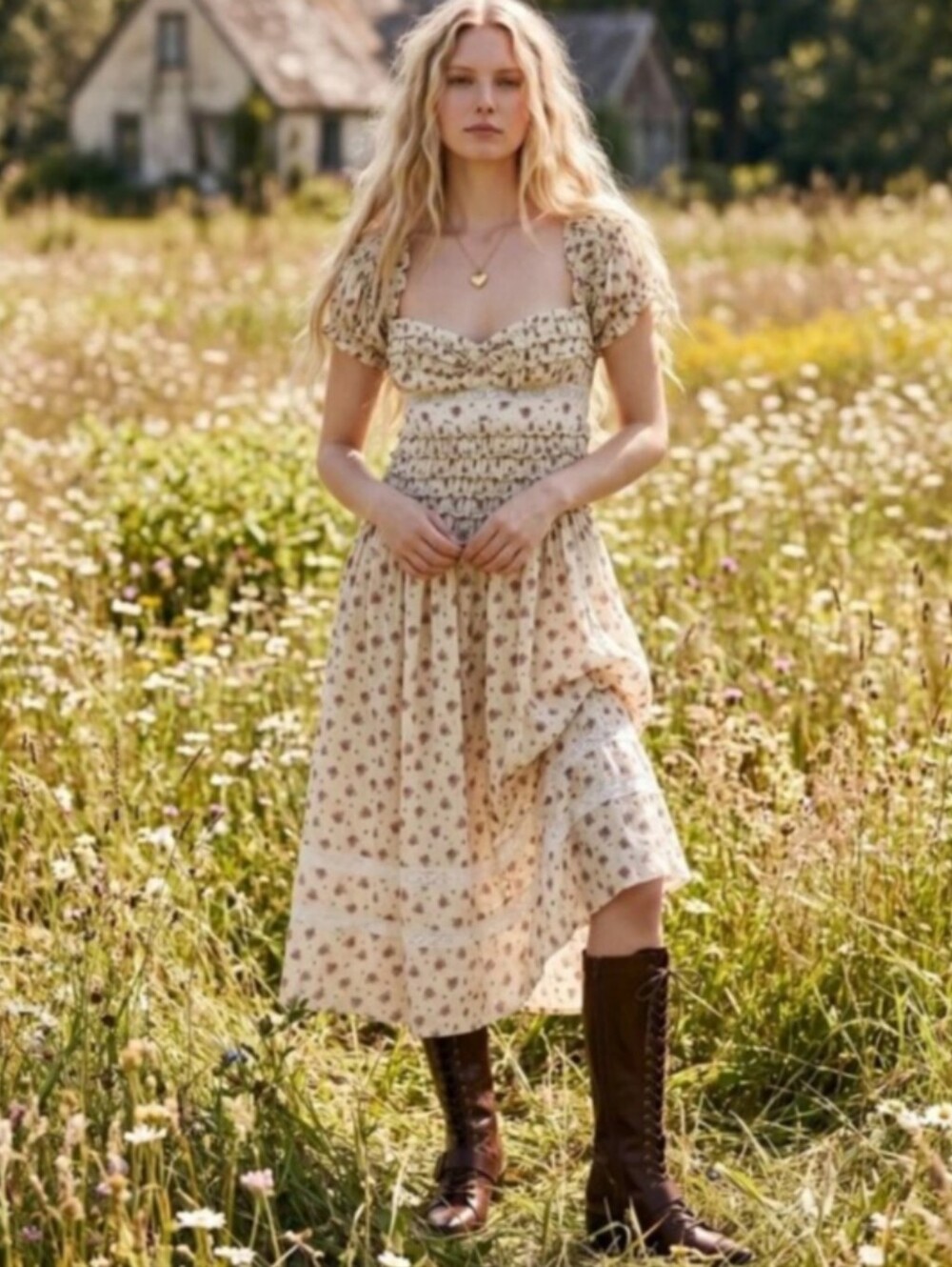FREE PEOPLE Bali-Juniper Cottagecore Floral Midi Dress 2